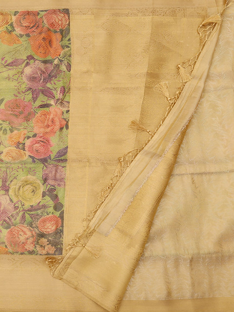 

Pothys Beige Printed Tissue Saree