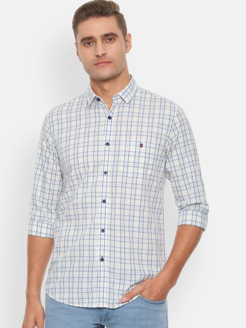 

Louis Philippe Sport Men Beige & Blue Slim Fit Checked Casual Shirt
