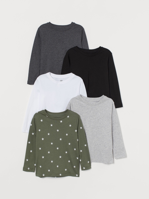 

H&M Boys 5-Pack Jersey Tops, Olive