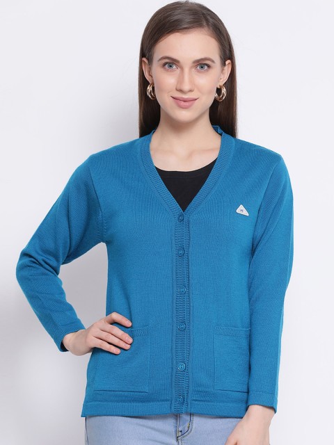 

Monte Carlo Women Blue Solid Cardigan Sweater