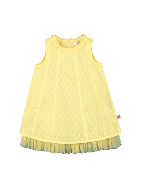 

Budding Bees Girls Yellow Self Design A-Line Dress
