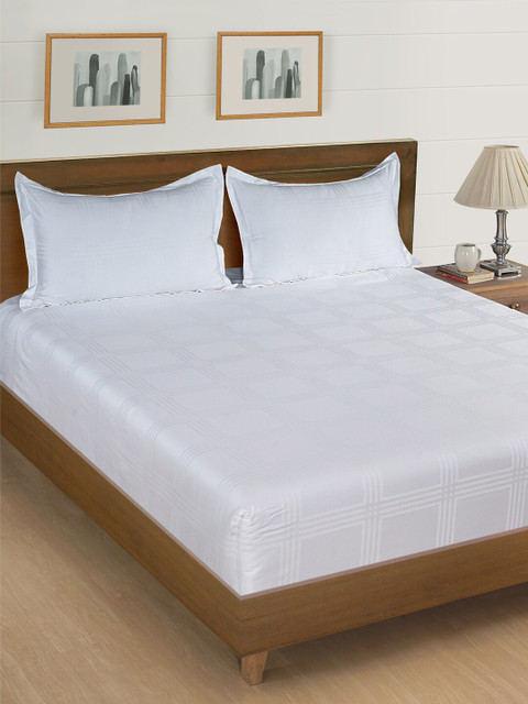 

SWAYAM White Solid 600 TC Cotton 1 Queen Bedsheet with 2 Pillow Covers