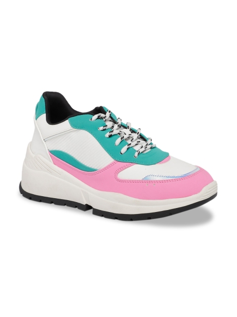

Call It Spring Women White & Pink Colourblocked Sneakers
