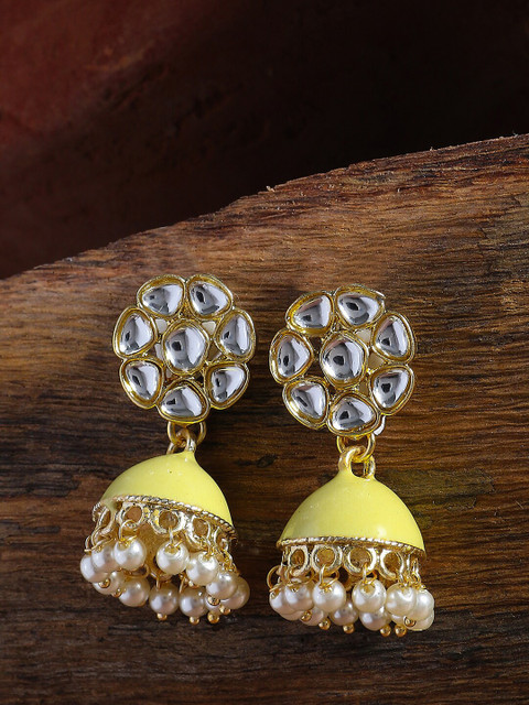 

Shoshaa Yellow Gold-Plated Handcrafted Dome Shaped Drop Earrings