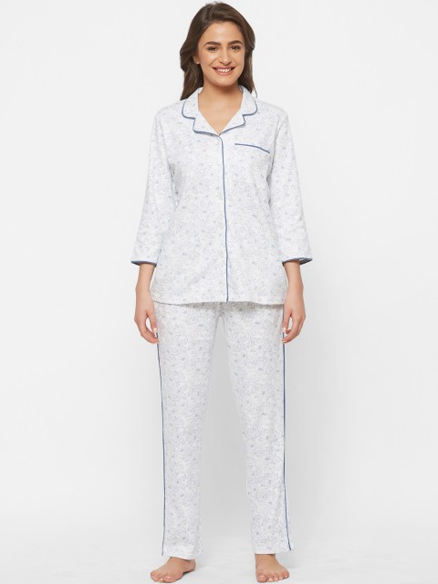 

Mystere Paris Women Blue Printed Night suit