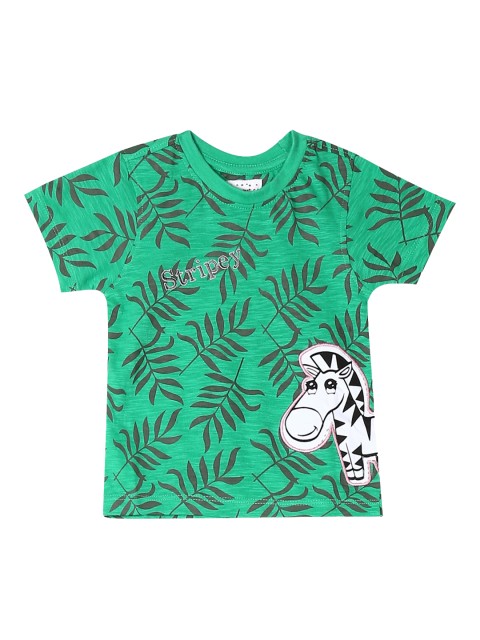 

Donuts Infant Boys Green & Brown Printed Round Neck T-shirt