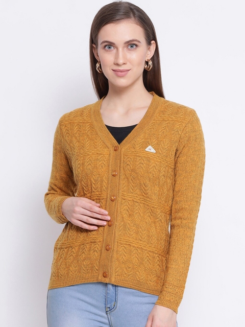

Monte Carlo Women Mustard Yellow Solid Cardigan Sweater