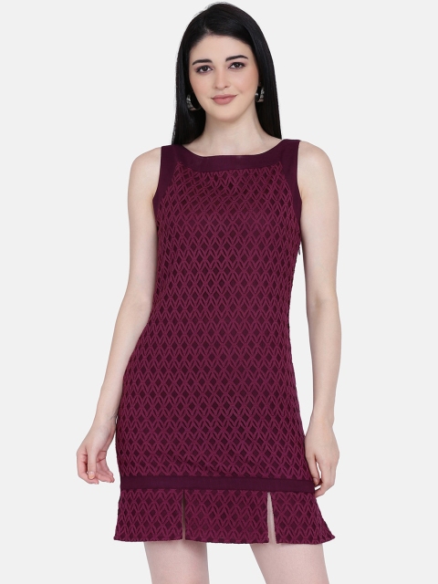 Eavan Women Purple Self Design Sheath Dress