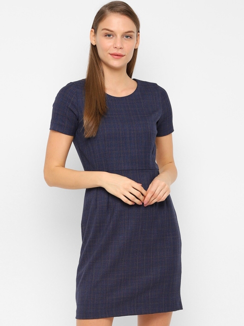 

Allen Solly Woman Navy Blue Checked Sheath Dress