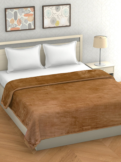 

BOMBAY DYEING Brown Solid Mild Winter 210 GSM Double Bed Blanket