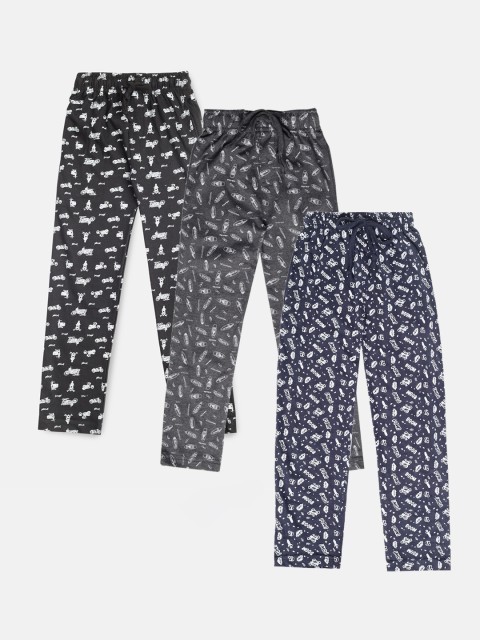 Urban Dog Boys Pack of 3 Printed Lounge Pants, Navy blue