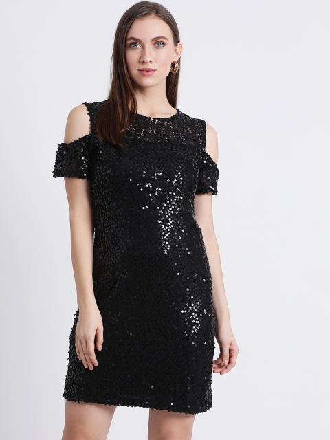 

Zink London Women Black Embellished Sheath Dress