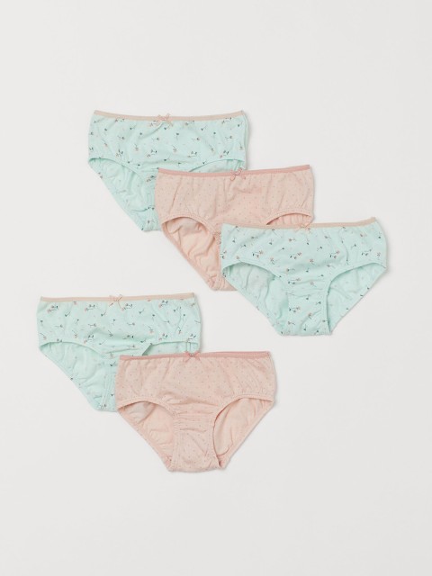 

H&M Girls Pink & Green Printed 5-Pack Cotton Briefs