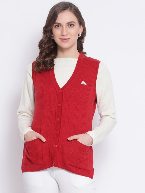 

Monte Carlo Women Red Solid Cardigan Sweater