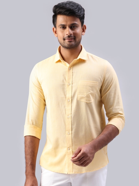 

Raymond Men Yellow Regular Fit Solid Casual Shirt