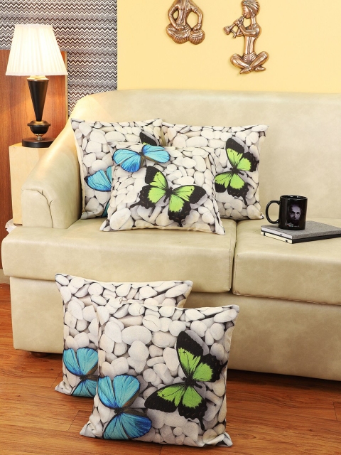 

CDI White & Blue Set of 5 Abstract Square Cushion Covers