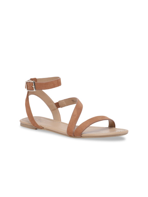 

Call It Spring Women Brown Solid PU Open Toe Flats