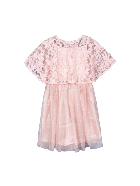 

Budding Bees Girls Pink Self Design Fit and Flare Dress