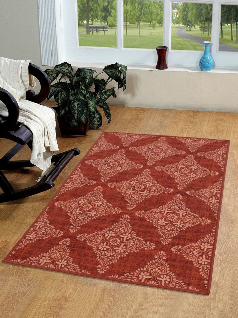 

RUGSMITH Unisex Red & Beige Printed Premium Quality Anti-Skid Carpet