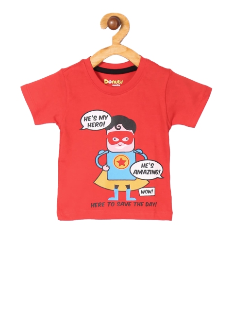 

Donuts Boys Red Printed Round Neck T-shirt
