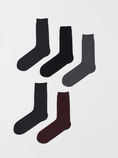 

H&M Men 5-Pack Solid Socks, Maroon