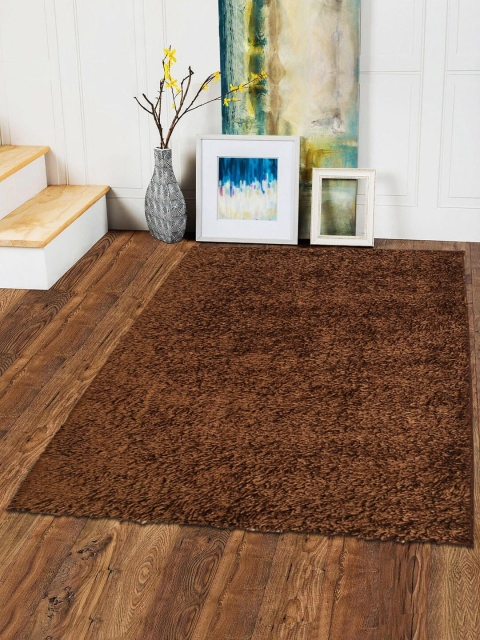 

Kuber Industries Brown Shaggy Velvet Carpet