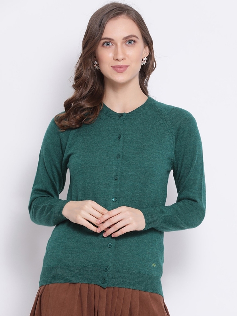 

Monte Carlo Women Green Solid Cardigan Sweater