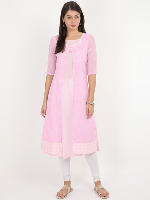

Alena Women Pink Printed A-Line Kurta