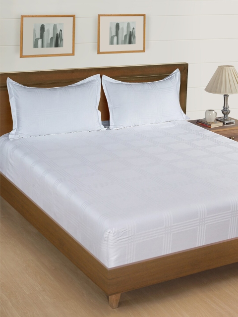 

SWAYAM White Solid 600 TC Cotton 1 King Bedsheet with 2 Pillow Covers