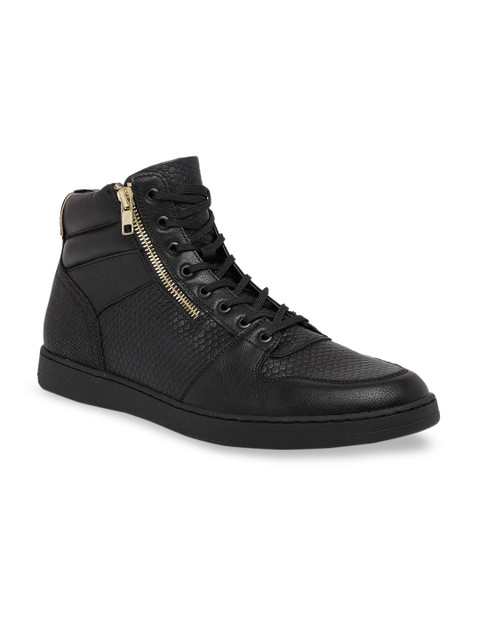 

Call It Spring Men Black Textured Mid-Top Sneakers