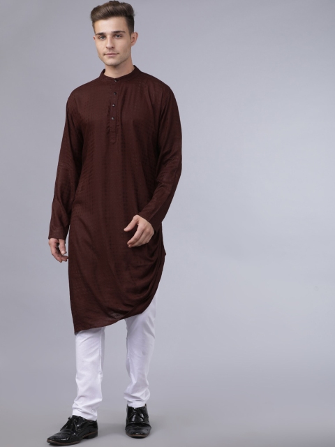 

Svanik Men Brown Woven Design Straight Kurta