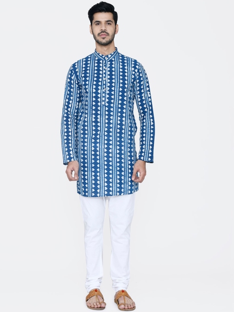 

Wintage Men Blue & White Printed Kurta with Pyjamas