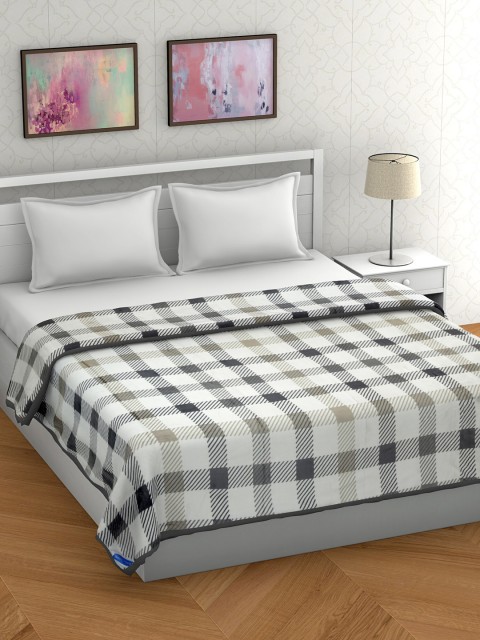 

BOMBAY DYEING White & Grey Checked Mild Winter 210 GSM Double Bed Blanket