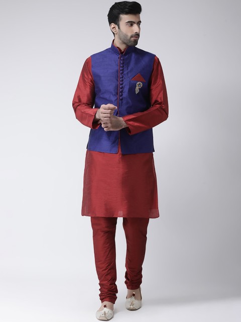 

SG LEMAN Men Blue & Purple Solid Kurta with Pyjamas