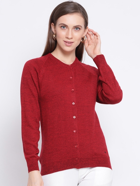 

Monte Carlo Women Red Solid Cardigan Sweater