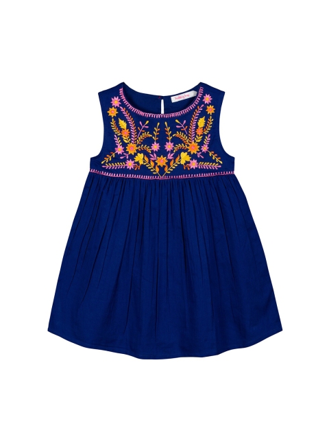 

Budding Bees Girls Blue Embroidered Fit and Flare Dress