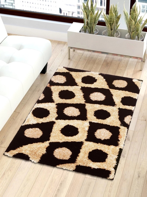 

Story@home Brown & Beige Geometric Shaggy Anti-Skid Fur Carpet