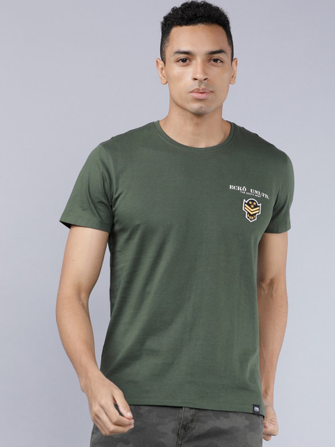 

Ecko Unltd Men Olive Green Printed Round Neck T-shirt