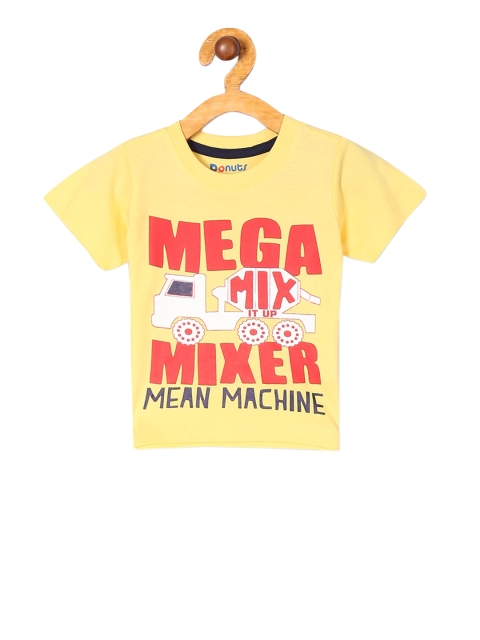 

Donuts Infant Boys Yellow & Red Printed Round Neck T-shirt