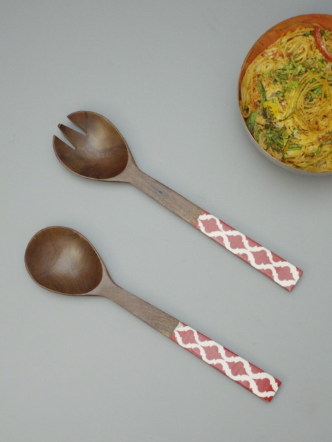 

nestroots Set of 2 Wooden Salad Spoon, Brown