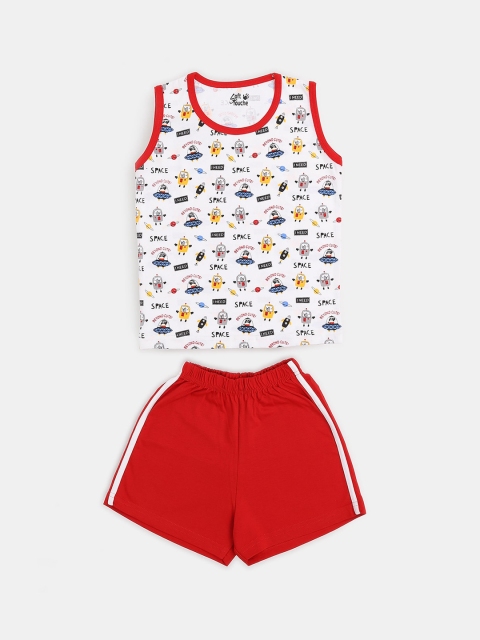 

Soft Touche Boys Red & White Printed T-shirt with Shorts