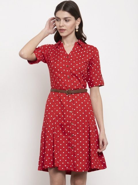 

Global Republic Women Red Printed Fit and Flare Dress