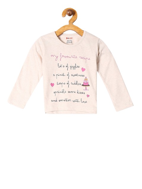 

Donuts Infant Girls Pink & Black Printed Round Neck T-shirt