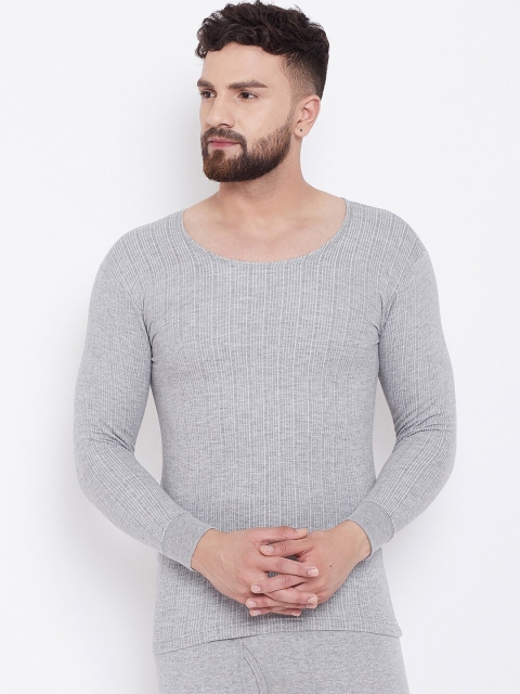 

NEVA Men Grey Striped Thermal Top