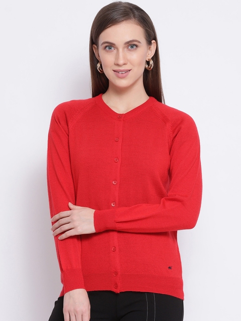 

Monte Carlo Women Red Solid Cardigan Sweater