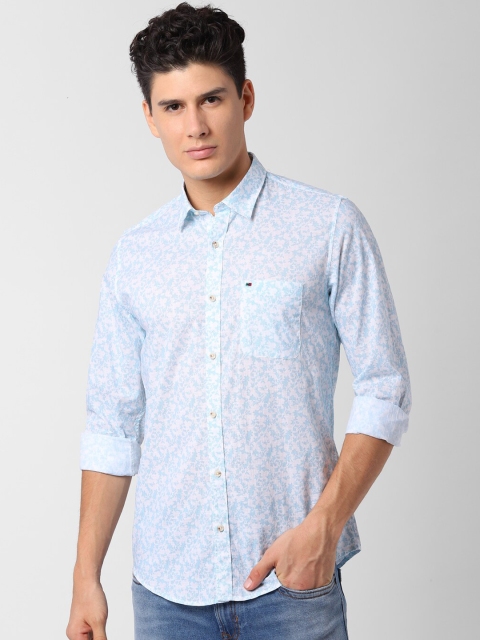 

Peter England Casuals Men White & Turquoise Blue Slim Fit Printed Casual Shirt