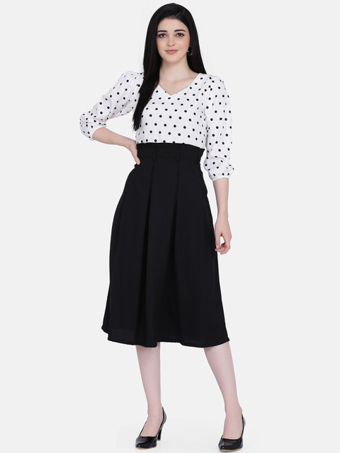 

Eavan Women Black & White Printed Fit and Flare Dress