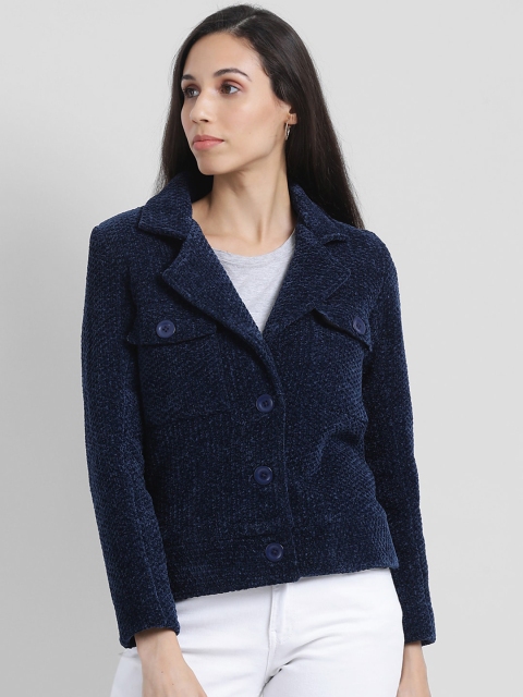 

Zink London Women Navy Blue Solid Tailored Jacket