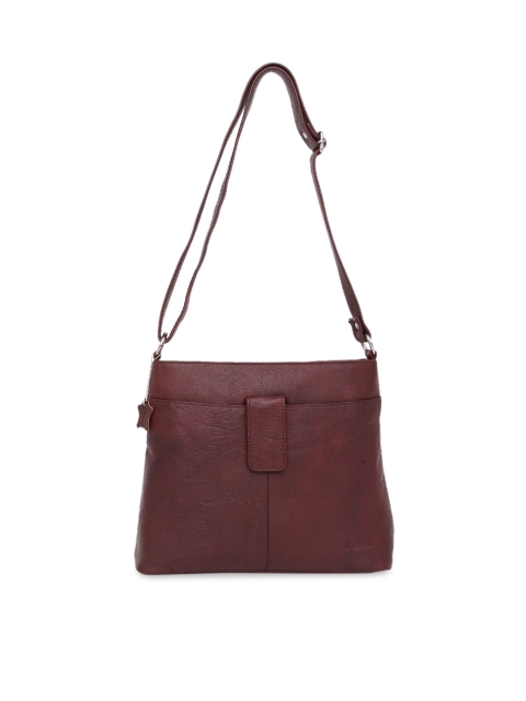 

WildHorn Maroon Textured Genuine Leather Sling Bag
