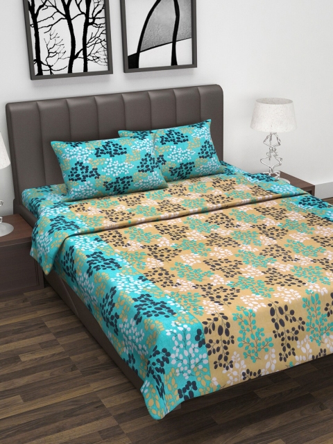 

Divine Casa Unisex Blue & Beige Floral Printed Double King Bedding Set